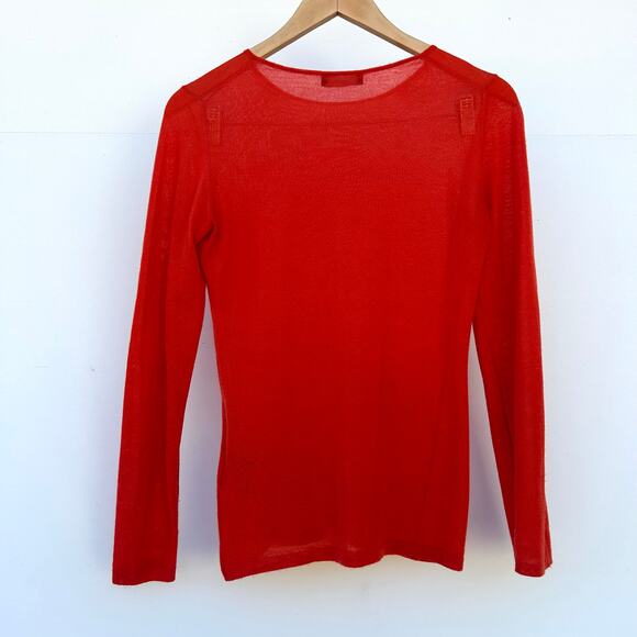 ETRO Fine-Gauge Red Coral Boat Neck Lightweight Cashmere Sweater 6 Jumper 42 - Picture 4 of 9